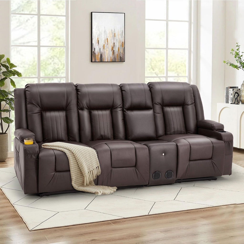 AECOJOY Relaxsofa, manuell verstellbar, Wohnmobil-Couch, PU-Heimkino-Sitzgruppe mit Konsole
