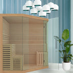 ALEKO Holzsauna für 5-6 Personen (Nass- und Trockensauna) mit Elektroheizung – 75 x 75 x 83 Zoll