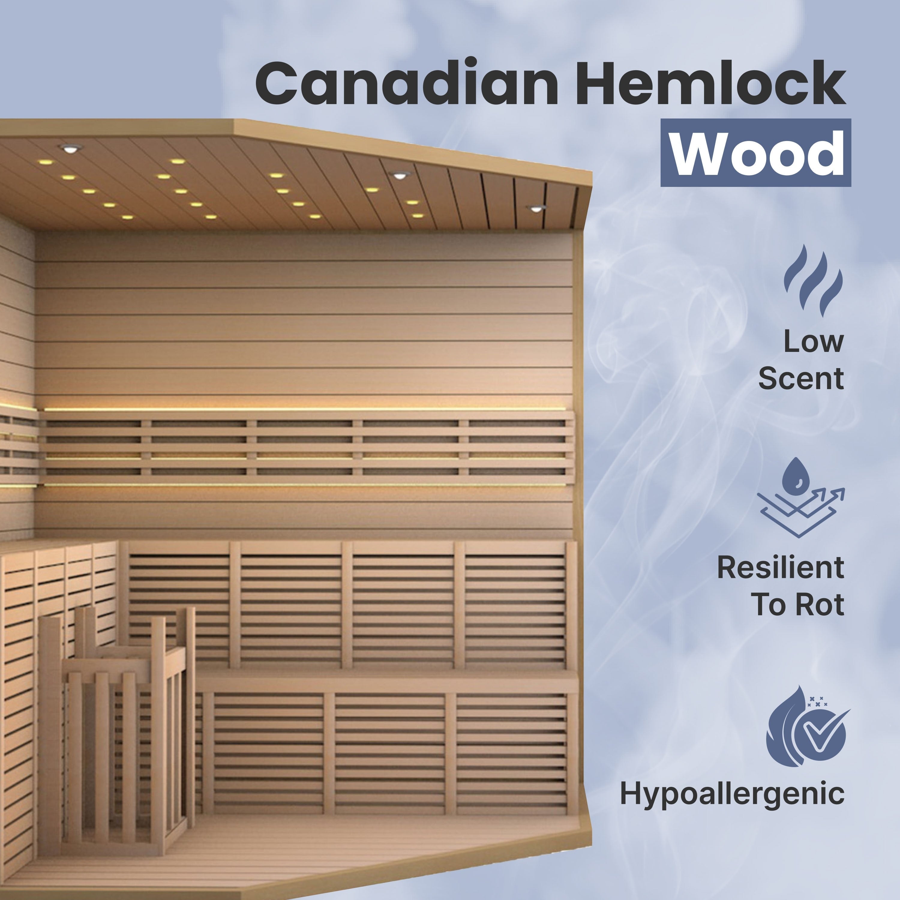 ALEKO Holzsauna für 5-6 Personen (Nass- und Trockensauna) mit Elektroheizung – 75 x 75 x 83 Zoll