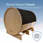 ALEKO Fasssauna aus weißer finnischer Kiefer für 6–8 Personen mit UL-zertifiziertem Elektroheizgerät – 88 x 73 x 79 Zoll (L x B x H)