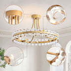 Elvira 8-flammige, halbeinbaufähige Kristallleuchte im Wagenrad-Design