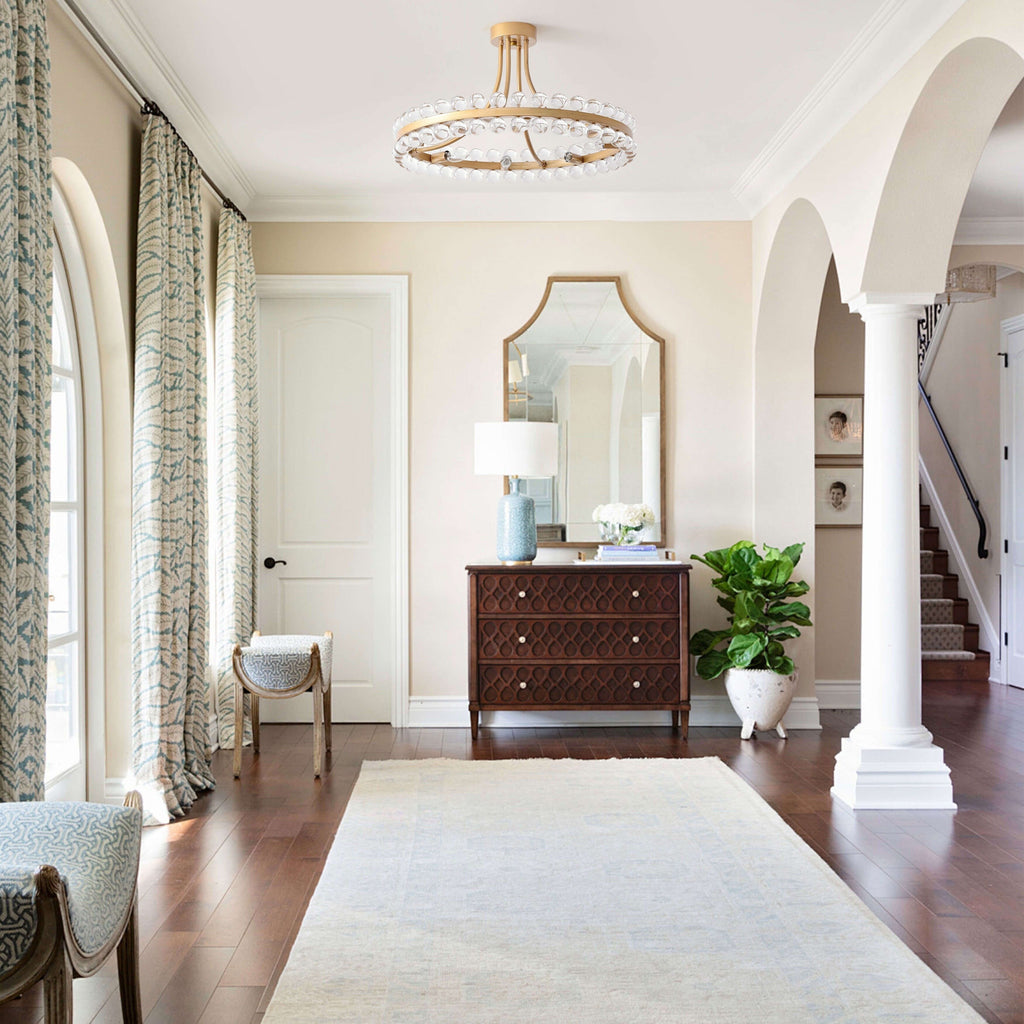 Elvira 8-flammige, halbeinbaufähige Kristallleuchte im Wagenrad-Design