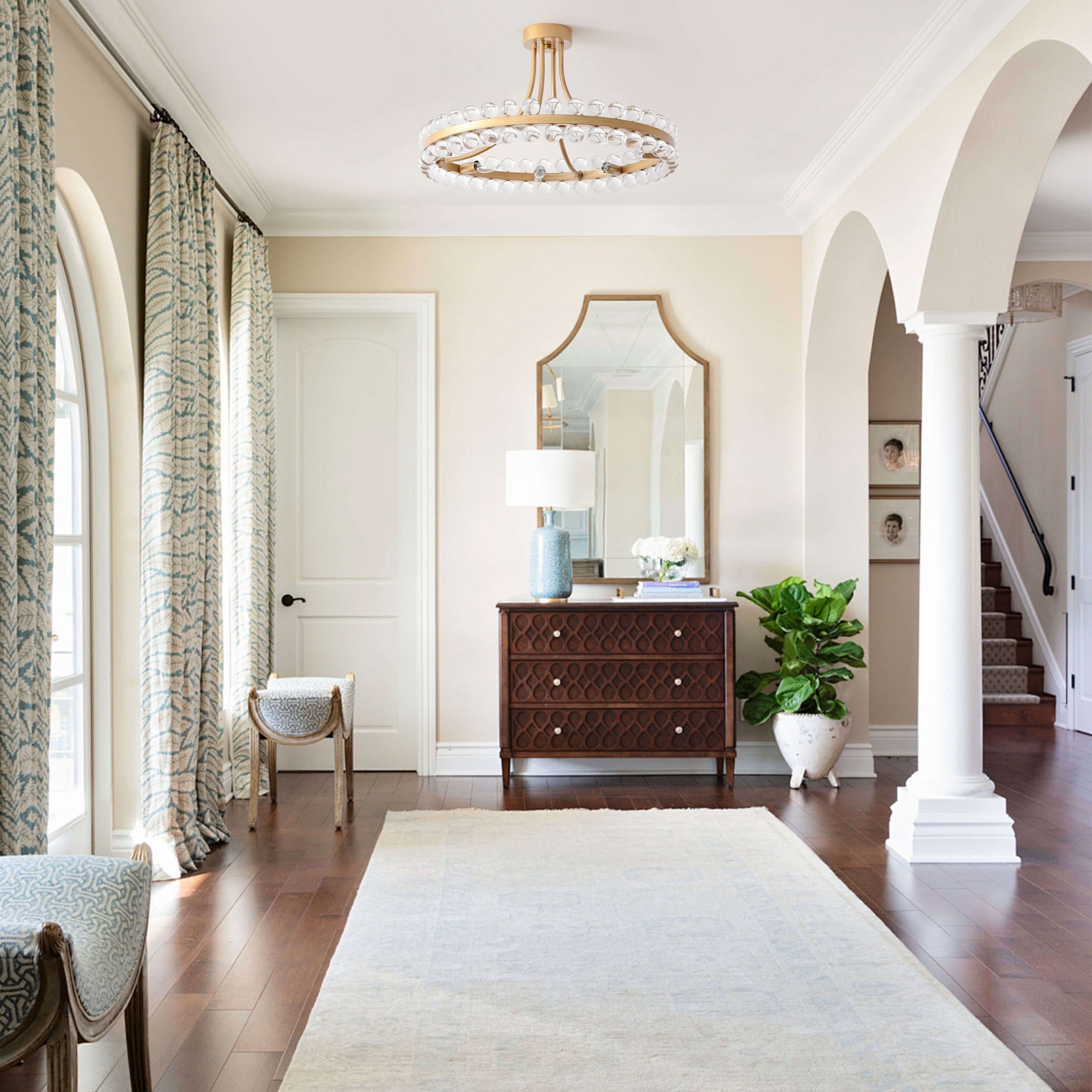 Elvira 8-flammige, halbeinbaufähige Kristallleuchte im Wagenrad-Design