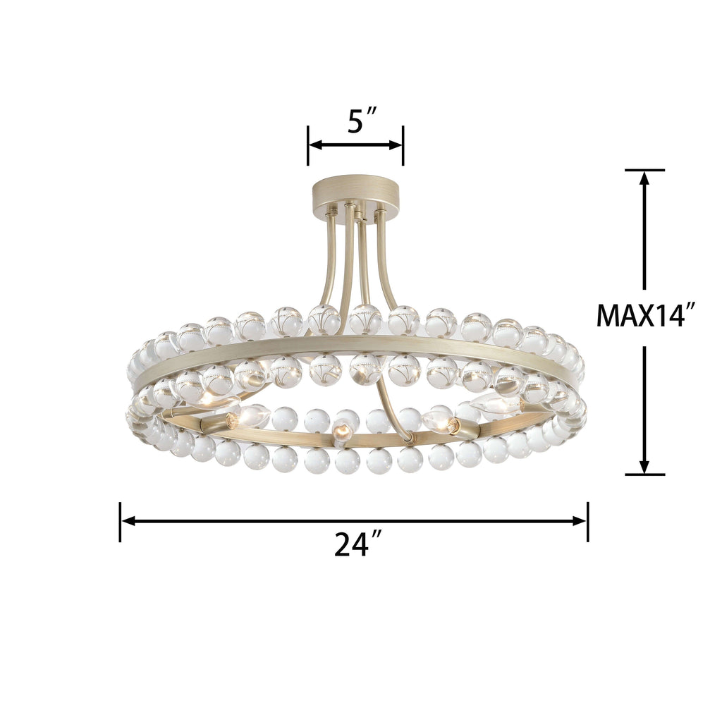 Elvira 8-flammige, halbeinbaufähige Kristallleuchte im Wagenrad-Design