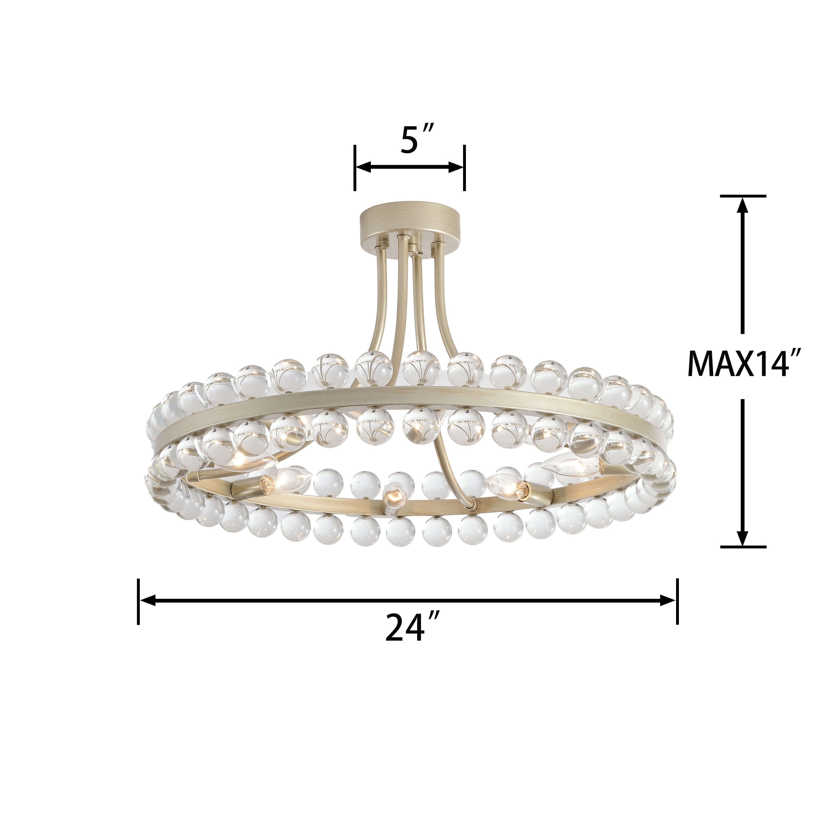 Elvira 8-flammige, halbeinbaufähige Kristallleuchte im Wagenrad-Design
