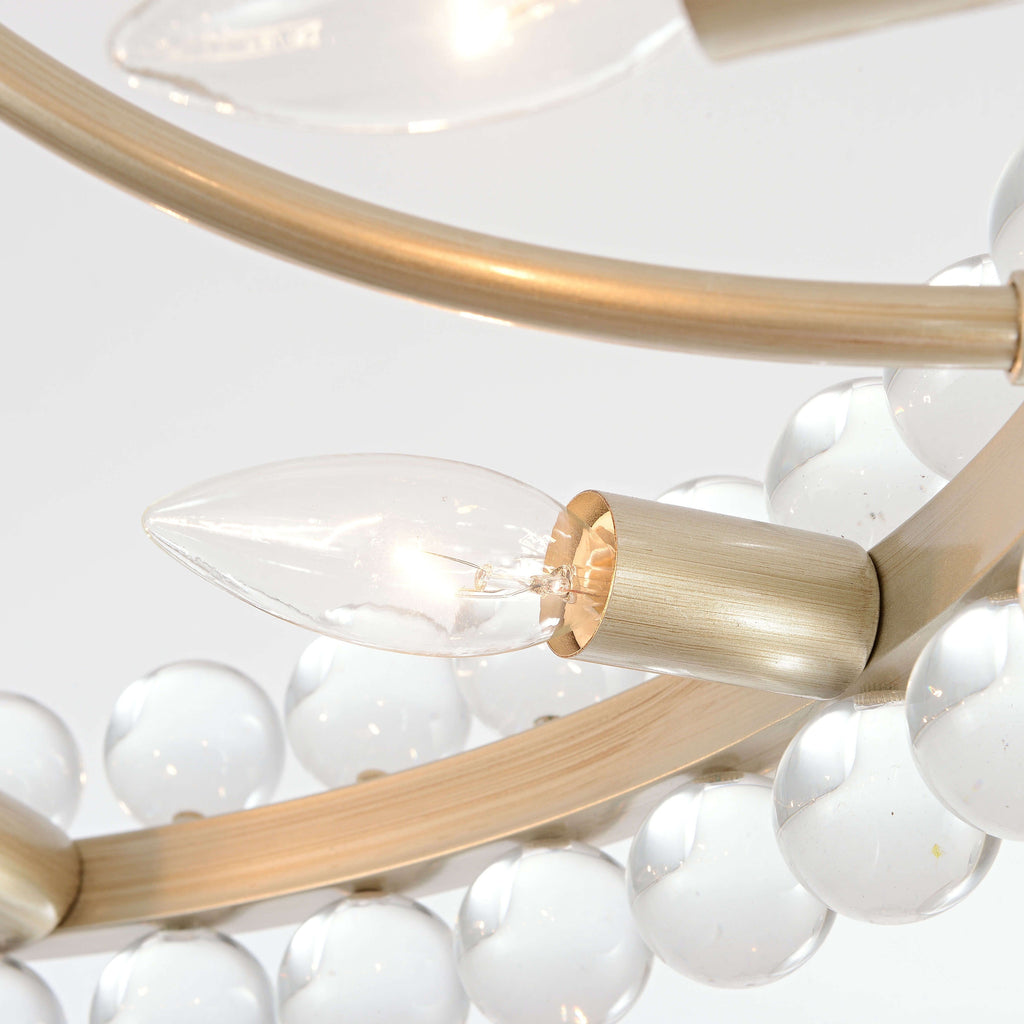 Elvira 8-flammige, halbeinbaufähige Kristallleuchte im Wagenrad-Design