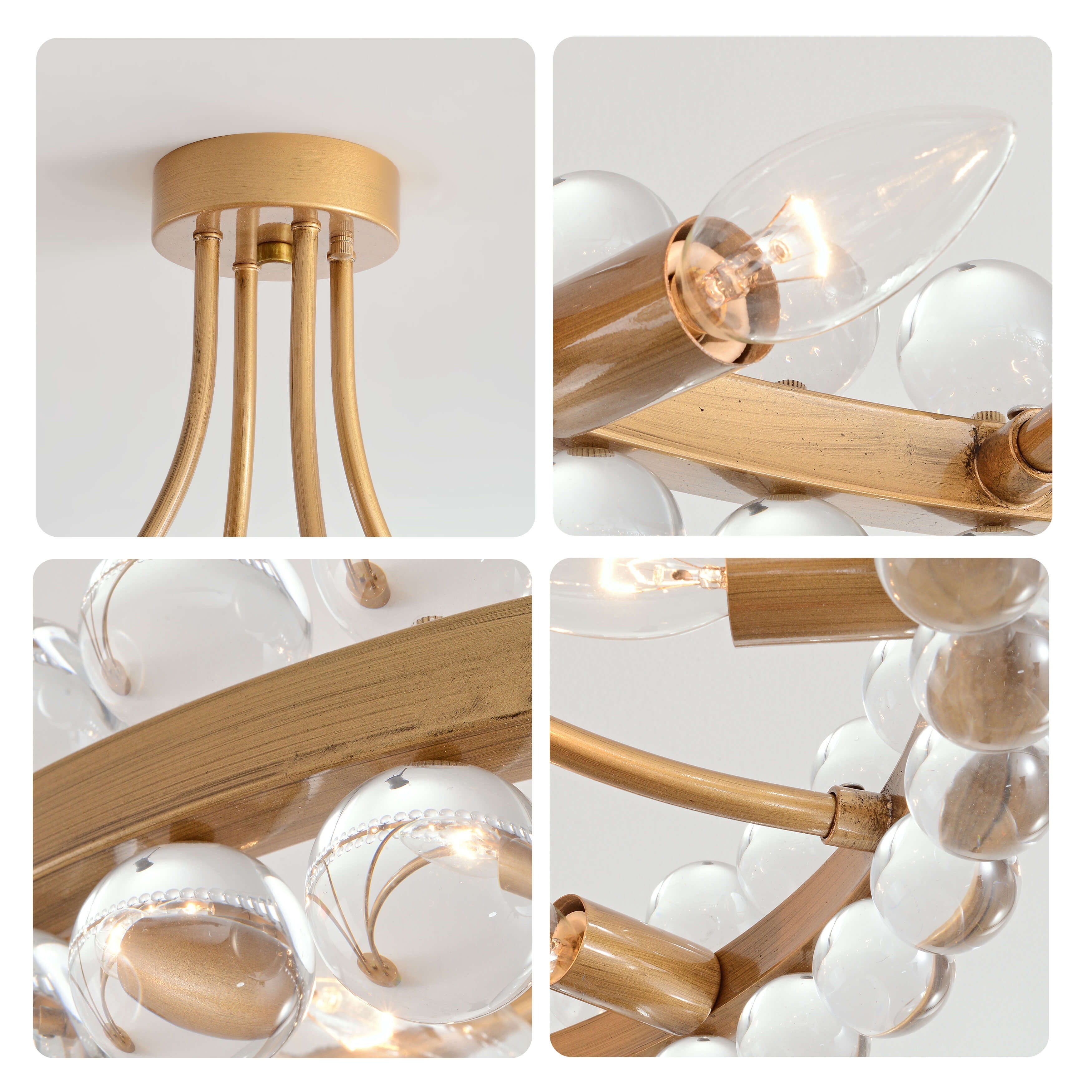 Elvira 8-flammige, halbeinbaufähige Kristallleuchte im Wagenrad-Design