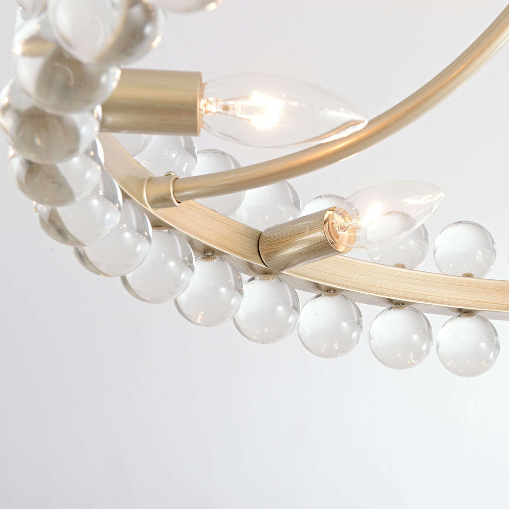 Elvira 8-flammige, halbeinbaufähige Kristallleuchte im Wagenrad-Design