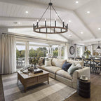 Acroma 12-flammiger Landhaus-Kronleuchter im Wagenrad-Design (40 Zoll) mit UL-Zertifizierung – 40 Zoll Durchmesser x 138 Zoll Höhe