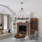 Acroma 12-flammiger Landhaus-Kronleuchter im Wagenrad-Design (40 Zoll) mit UL-Zertifizierung – 40 Zoll Durchmesser x 138 Zoll Höhe