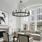 Acroma 12-flammiger Landhaus-Kronleuchter im Wagenrad-Design (40 Zoll) mit UL-Zertifizierung – 40 Zoll Durchmesser x 138 Zoll Höhe