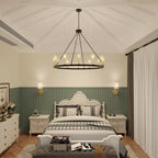 Acroma 12-flammiger Landhaus-Kronleuchter im Wagenrad-Design (40 Zoll) mit UL-Zertifizierung – 40 Zoll Durchmesser x 138 Zoll Höhe