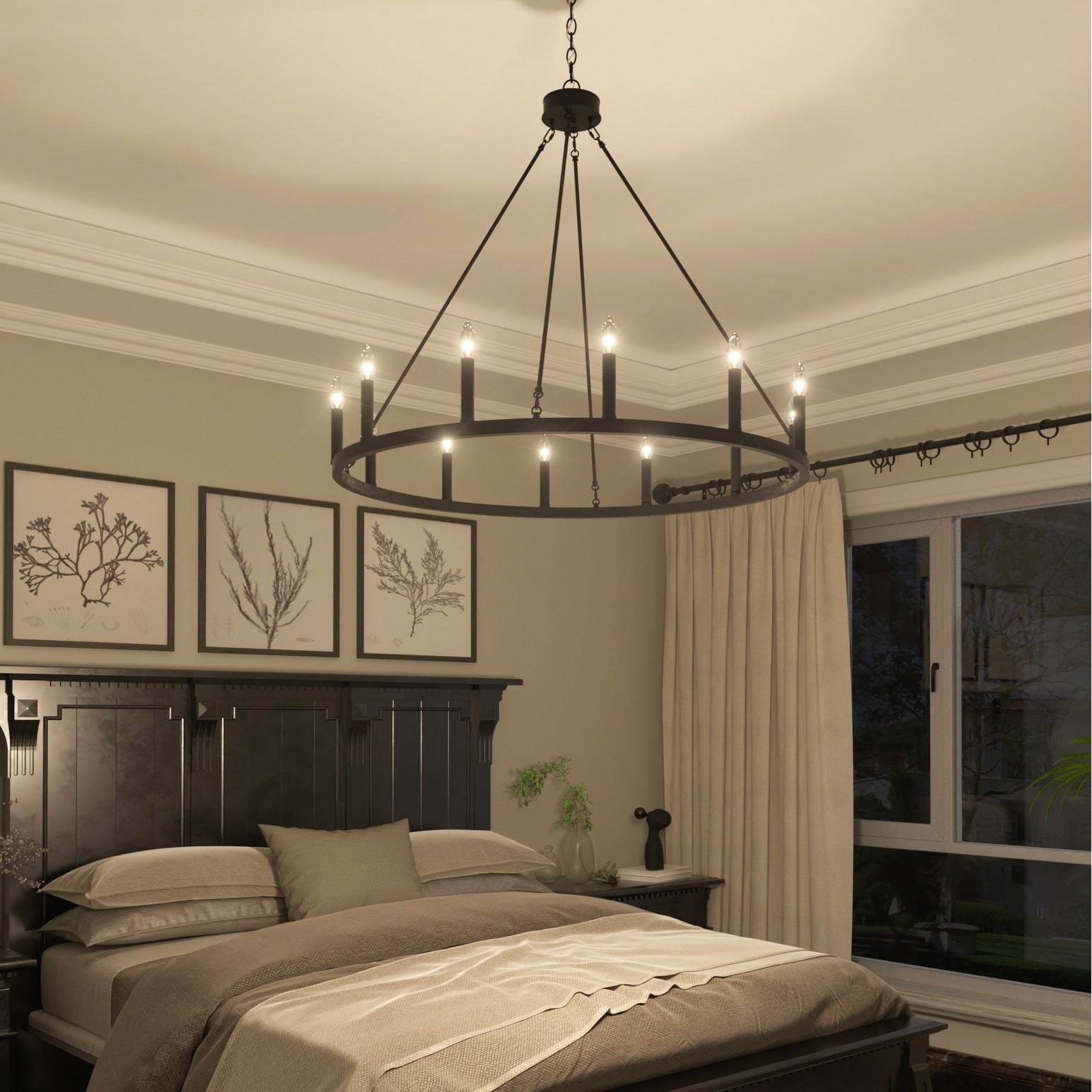 Acroma 12-flammiger Landhaus-Kronleuchter im Wagenrad-Design (40 Zoll) mit UL-Zertifizierung – 40 Zoll Durchmesser x 138 Zoll Höhe