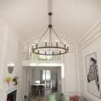 Acroma 12-flammiger Landhaus-Kronleuchter im Wagenrad-Design (40 Zoll) mit UL-Zertifizierung – 40 Zoll Durchmesser x 138 Zoll Höhe