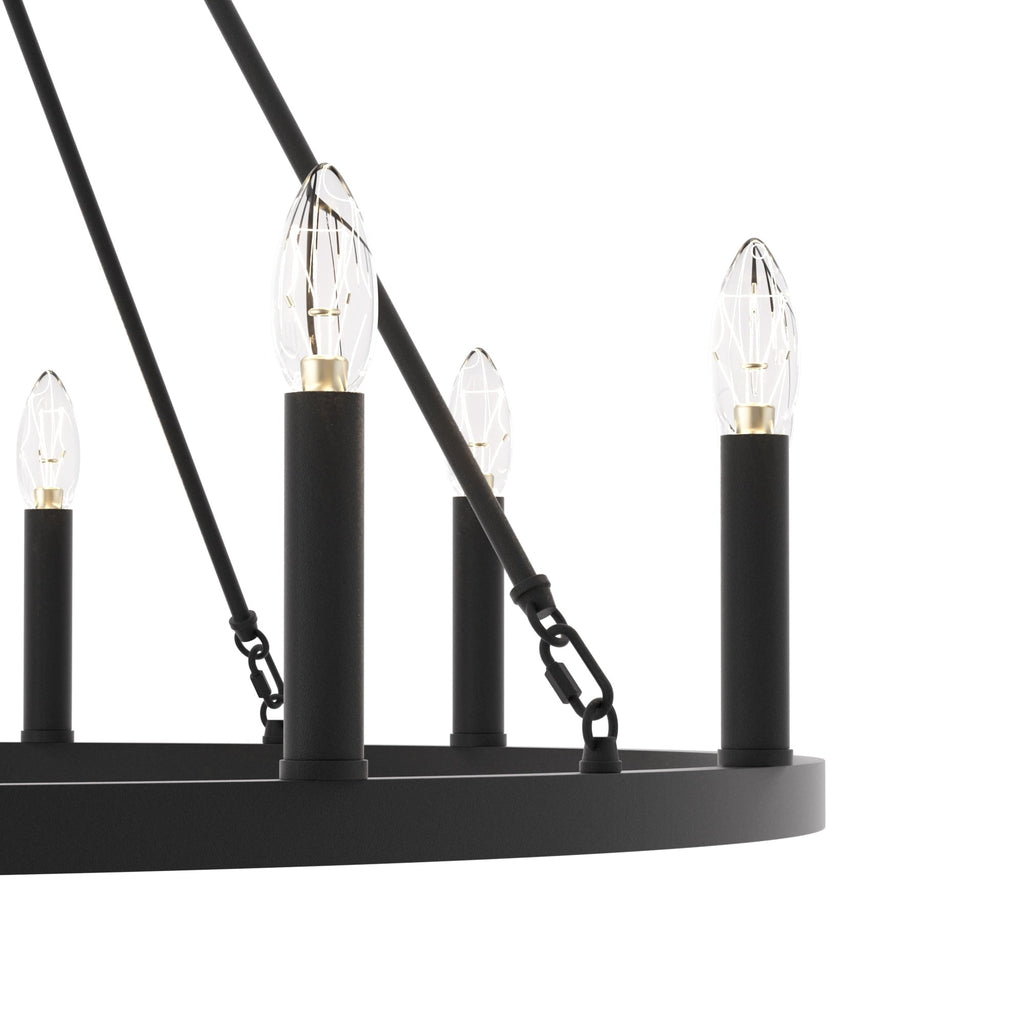 Acroma 12-flammiger Landhaus-Kronleuchter im Wagenrad-Design (40 Zoll) mit UL-Zertifizierung – 40 Zoll Durchmesser x 138 Zoll Höhe