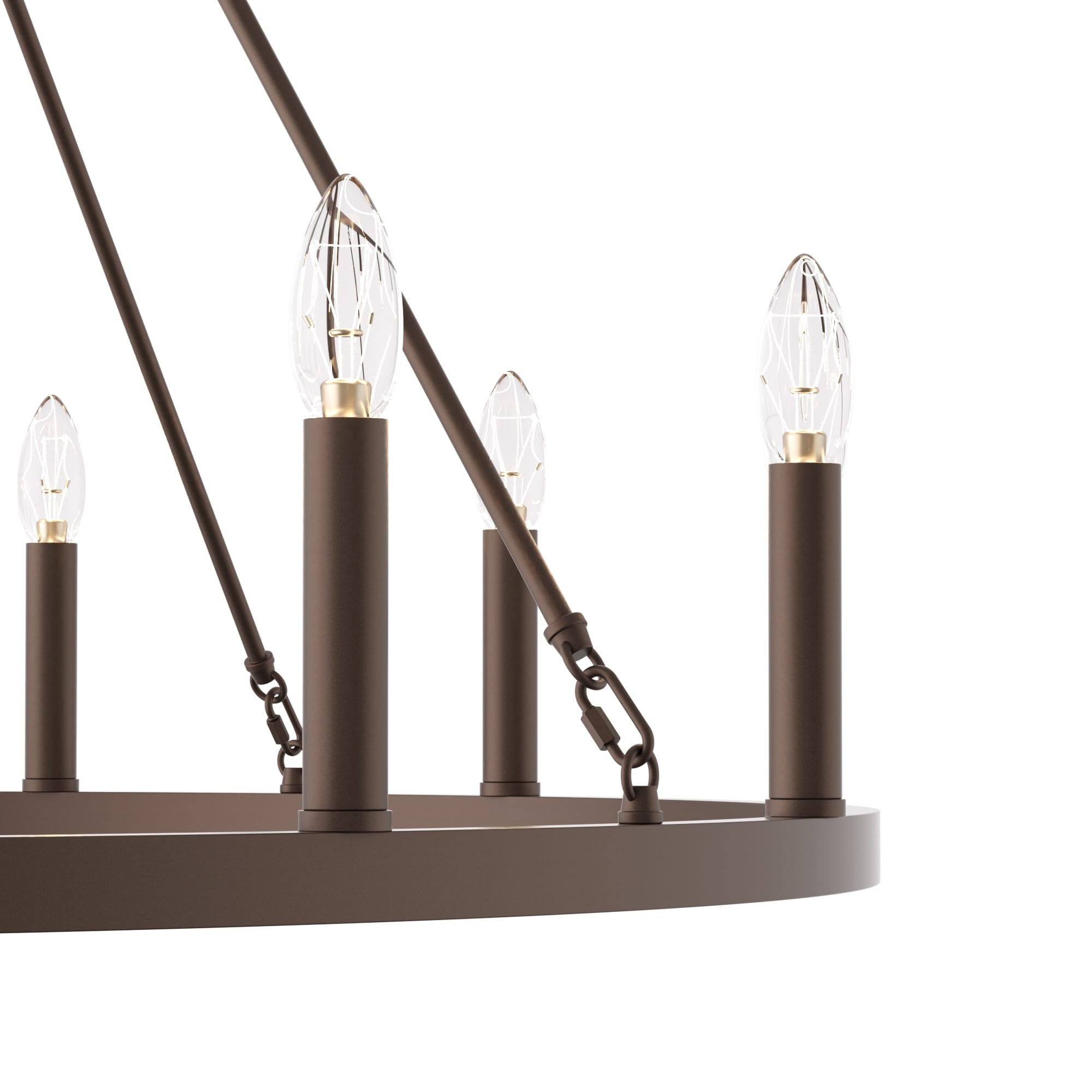 Acroma 12-flammiger Landhaus-Kronleuchter im Wagenrad-Design (40 Zoll) mit UL-Zertifizierung – 40 Zoll Durchmesser x 138 Zoll Höhe