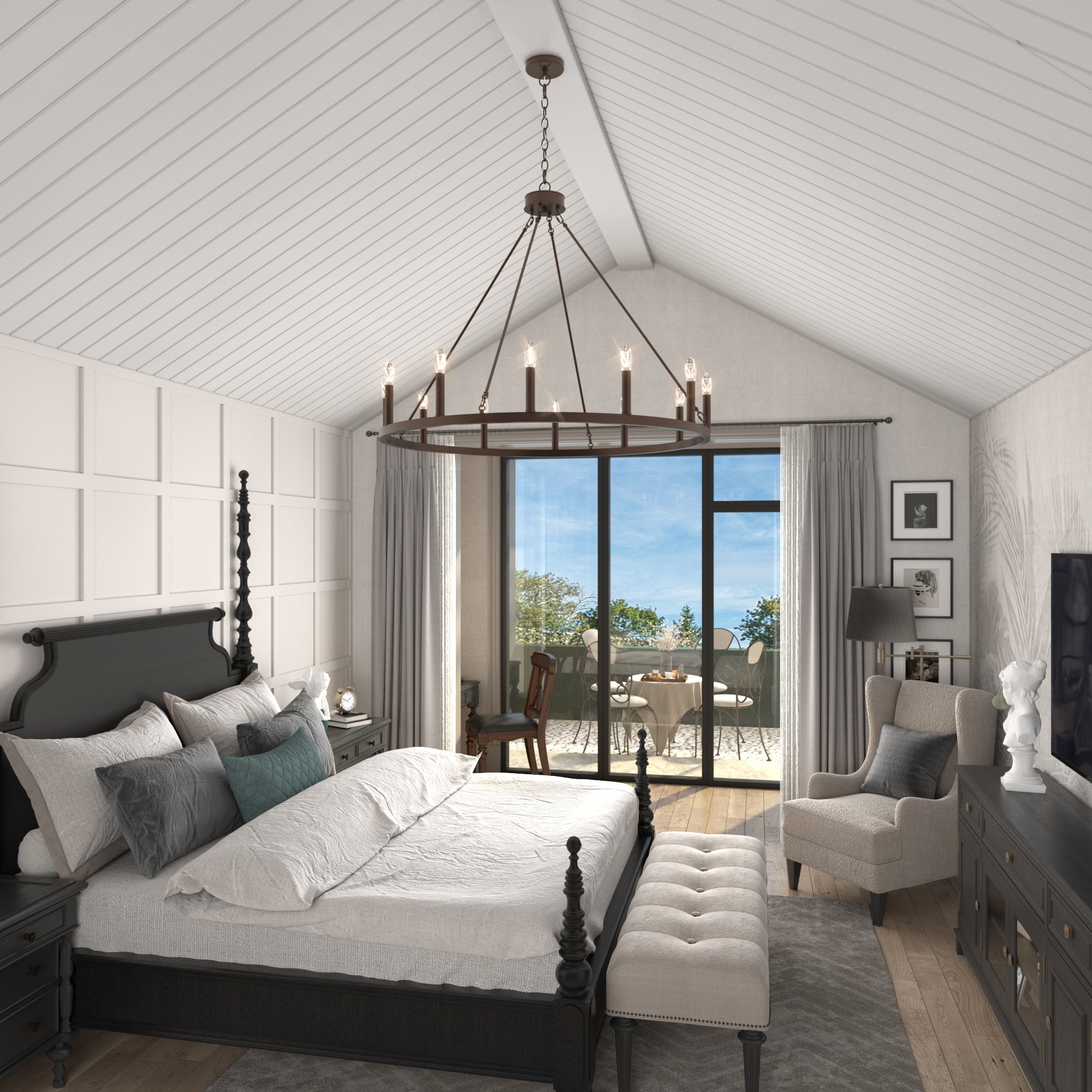 Acroma 12-flammiger Landhaus-Kronleuchter im Wagenrad-Design (40 Zoll) mit UL-Zertifizierung – 40 Zoll Durchmesser x 138 Zoll Höhe