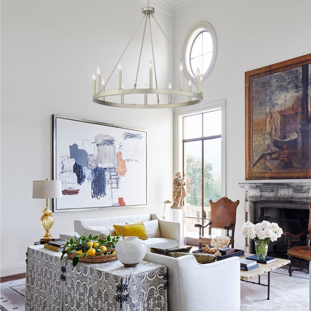 Acroma 12-flammiger Landhaus-Kronleuchter im Wagenrad-Design (40 Zoll) mit UL-Zertifizierung – 40 Zoll Durchmesser x 138 Zoll Höhe