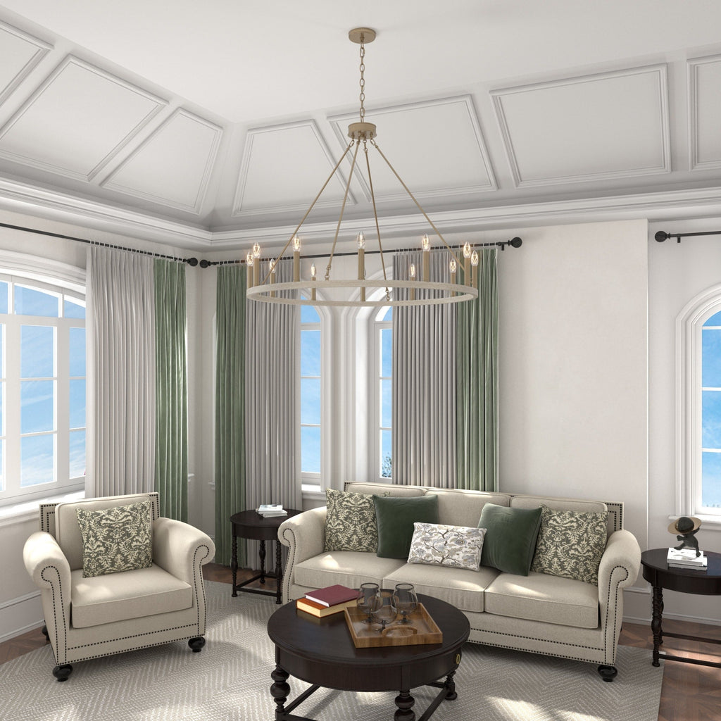 Acroma 12-flammiger Landhaus-Kronleuchter im Wagenrad-Design (40 Zoll) mit UL-Zertifizierung – 40 Zoll Durchmesser x 138 Zoll Höhe