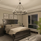 Acroma 12-flammiger Landhaus-Kronleuchter im Wagenrad-Design (40 Zoll) mit UL-Zertifizierung – 40 Zoll Durchmesser x 138 Zoll Höhe