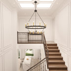 Acroma 20-flammiger Kronleuchter im modernen Landhausstil, 40 Zoll Durchmesser, rundes Wagenrad-Design, UL-zertifiziert