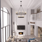 Acroma 20-flammiger Kronleuchter im modernen Landhausstil, 40 Zoll Durchmesser, rundes Wagenrad-Design, UL-zertifiziert