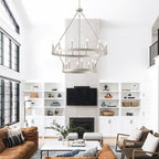 Acroma 20-flammiger Kronleuchter im modernen Landhausstil, 40 Zoll Durchmesser, rundes Wagenrad-Design, UL-zertifiziert