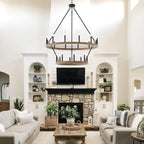 Acroma 20-flammiger Kronleuchter im modernen Landhausstil, 40 Zoll Durchmesser, rundes Wagenrad-Design, UL-zertifiziert