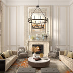 Acroma 20-flammiger Kronleuchter im modernen Landhausstil, 40 Zoll Durchmesser, rundes Wagenrad-Design, UL-zertifiziert