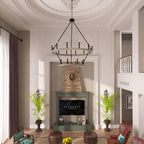 Acroma 20-flammiger Kronleuchter im modernen Landhausstil, 40 Zoll Durchmesser, rundes Wagenrad-Design, UL-zertifiziert