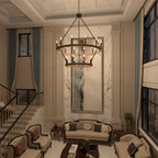 Acroma 20-flammiger Kronleuchter im modernen Landhausstil, 40 Zoll Durchmesser, rundes Wagenrad-Design, UL-zertifiziert