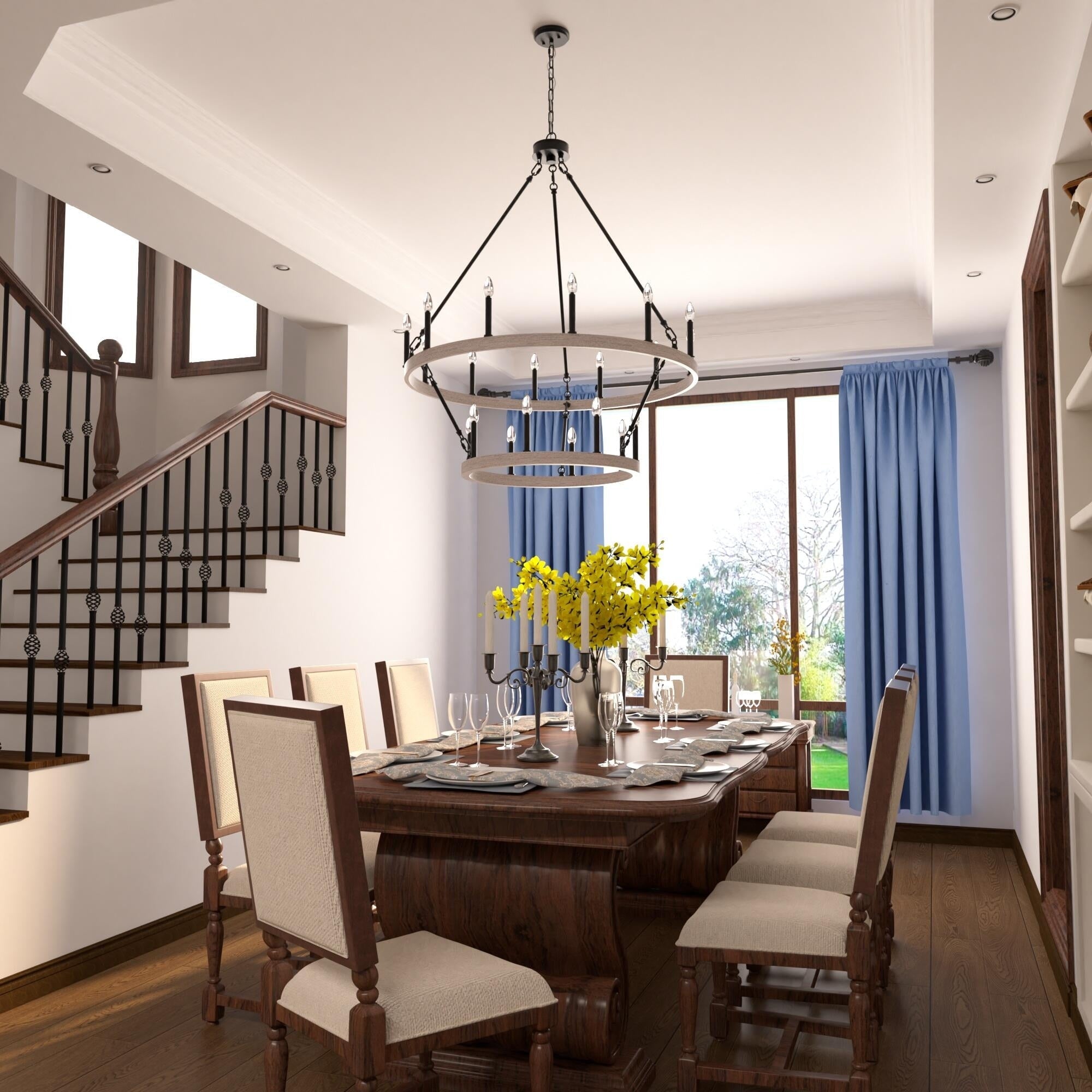 Acroma 20-flammiger Kronleuchter im modernen Landhausstil, 40 Zoll Durchmesser, rundes Wagenrad-Design, UL-zertifiziert