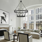 Acroma 20-flammiger Kronleuchter im modernen Landhausstil, 40 Zoll Durchmesser, rundes Wagenrad-Design, UL-zertifiziert