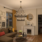 Acroma 20-flammiger Kronleuchter im modernen Landhausstil, 40 Zoll Durchmesser, rundes Wagenrad-Design, UL-zertifiziert