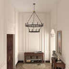 Acroma 20-flammiger Kronleuchter im modernen Landhausstil, 40 Zoll Durchmesser, rundes Wagenrad-Design, UL-zertifiziert