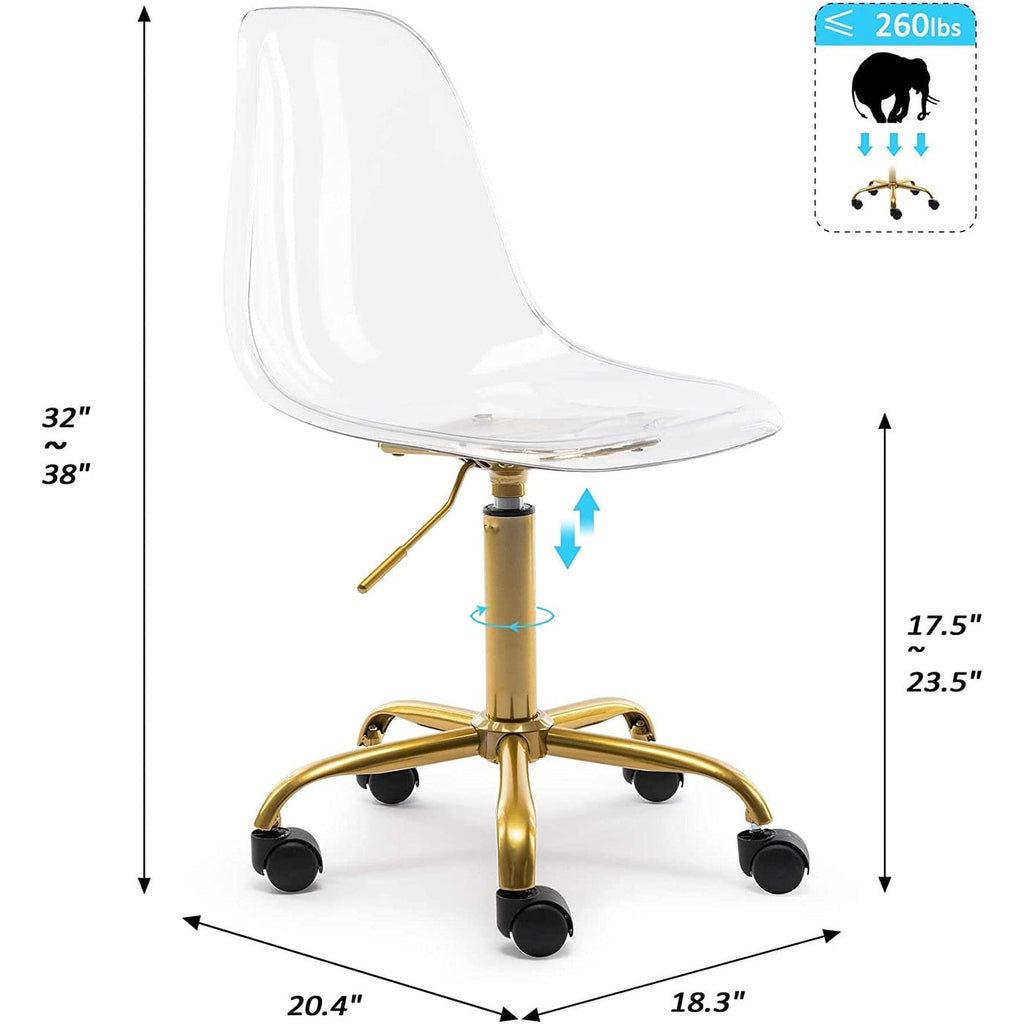 Drehbarer, höhenverstellbarer Bürostuhl aus Acryl ohne Armlehnen