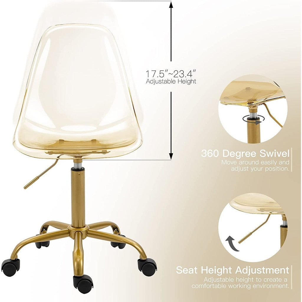 Drehbarer, höhenverstellbarer Bürostuhl aus Acryl ohne Armlehnen
