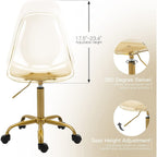 Drehbarer, höhenverstellbarer Bürostuhl aus Acryl ohne Armlehnen