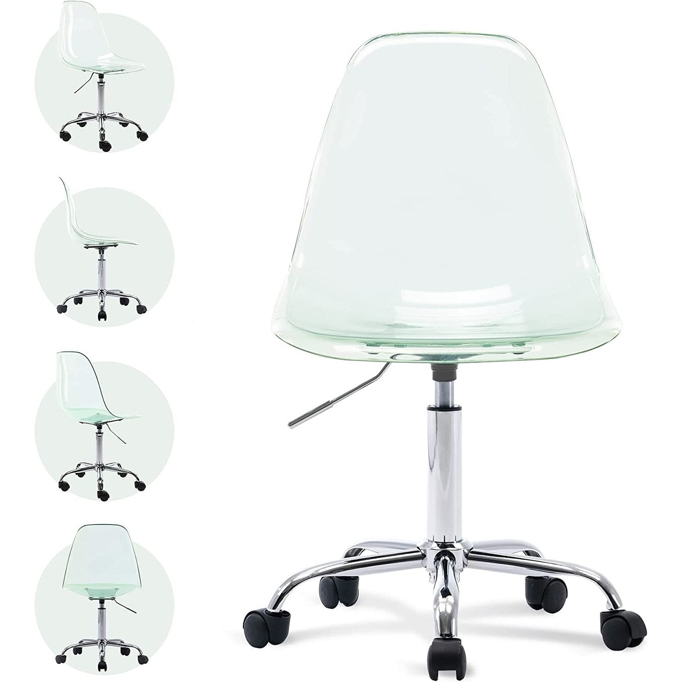 Drehbarer, höhenverstellbarer Bürostuhl aus Acryl ohne Armlehnen