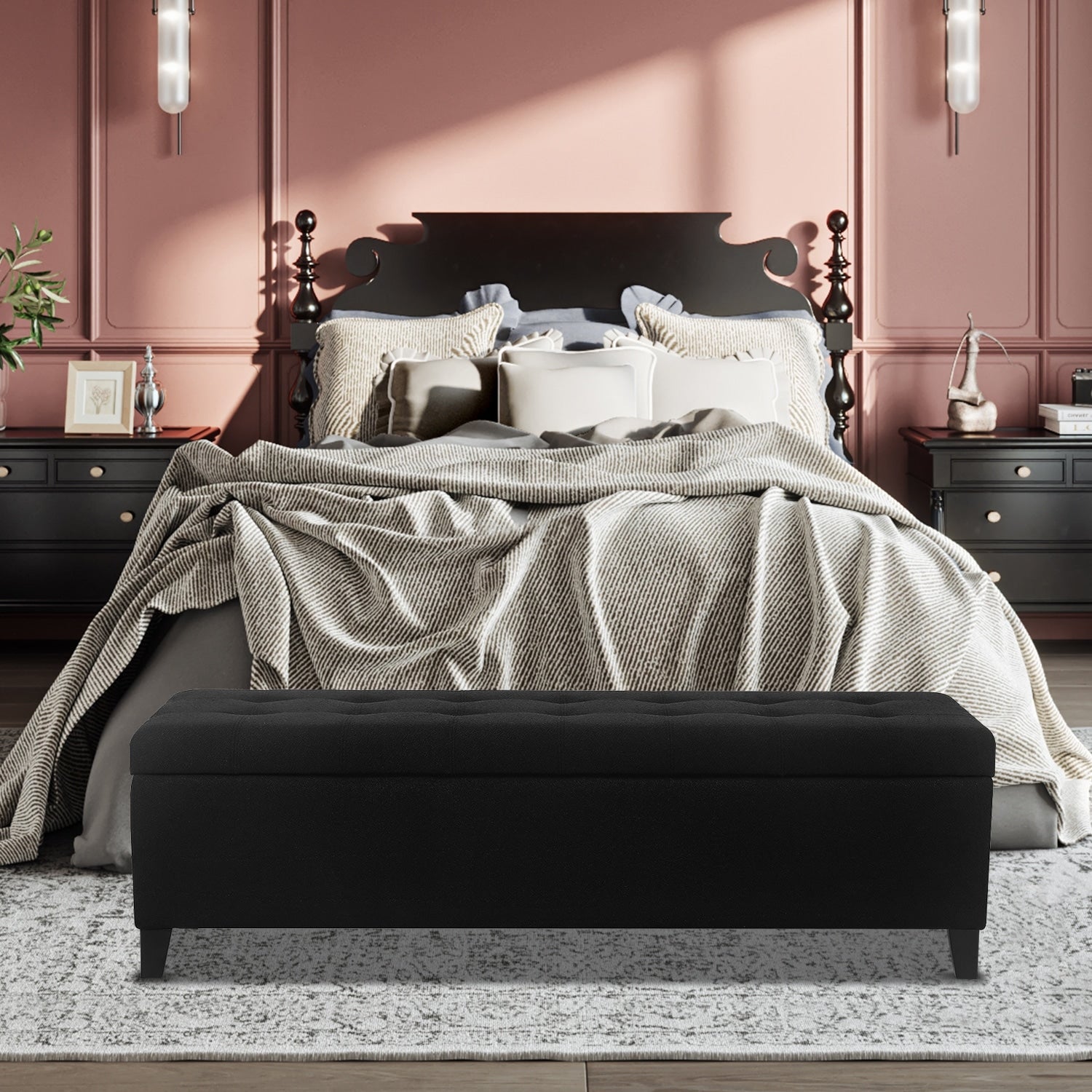 Adeco 50 Aufbewahrungshockerbank aus Kunstleder