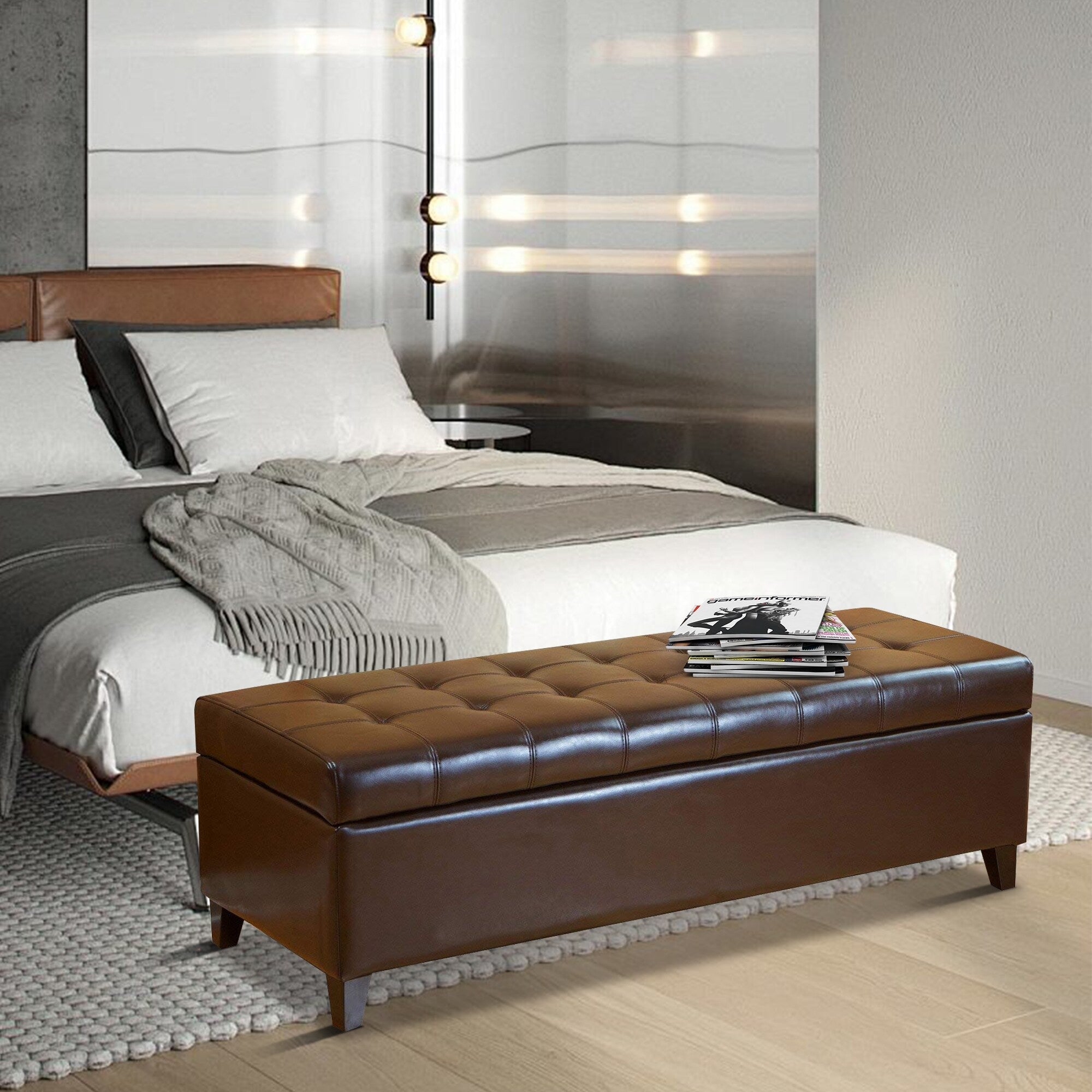 Adeco 50 Aufbewahrungshockerbank aus Kunstleder