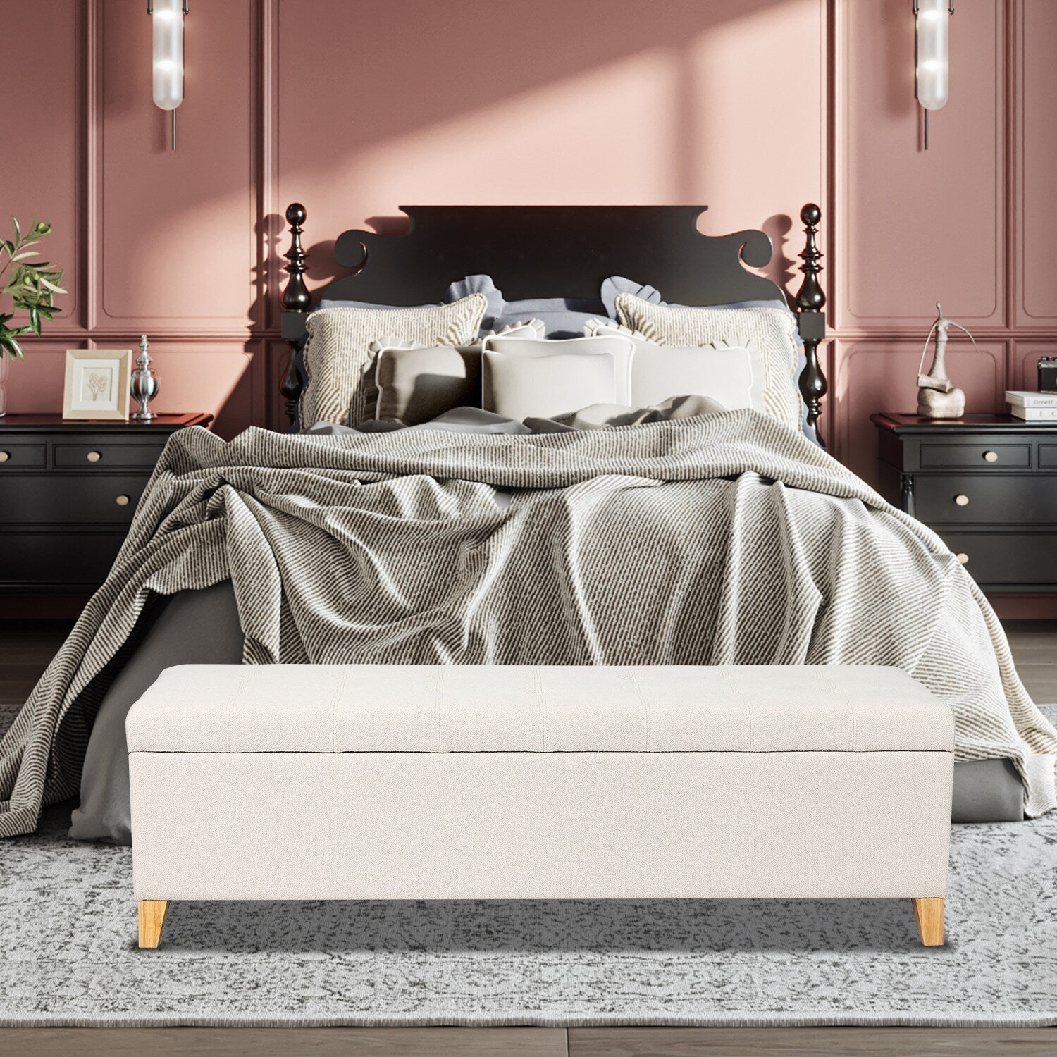 Adeco 50 Aufbewahrungshockerbank aus Kunstleder