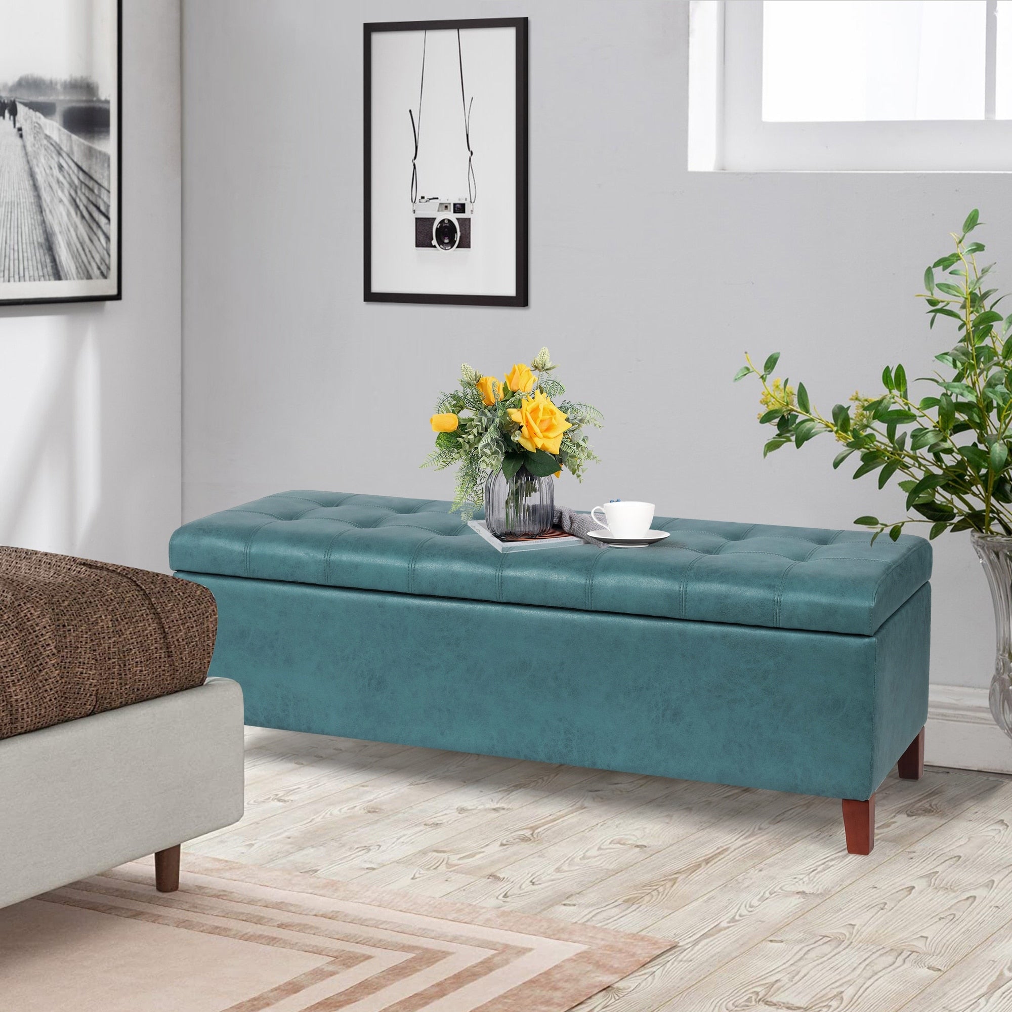 Adeco 50 Aufbewahrungshockerbank aus Kunstleder