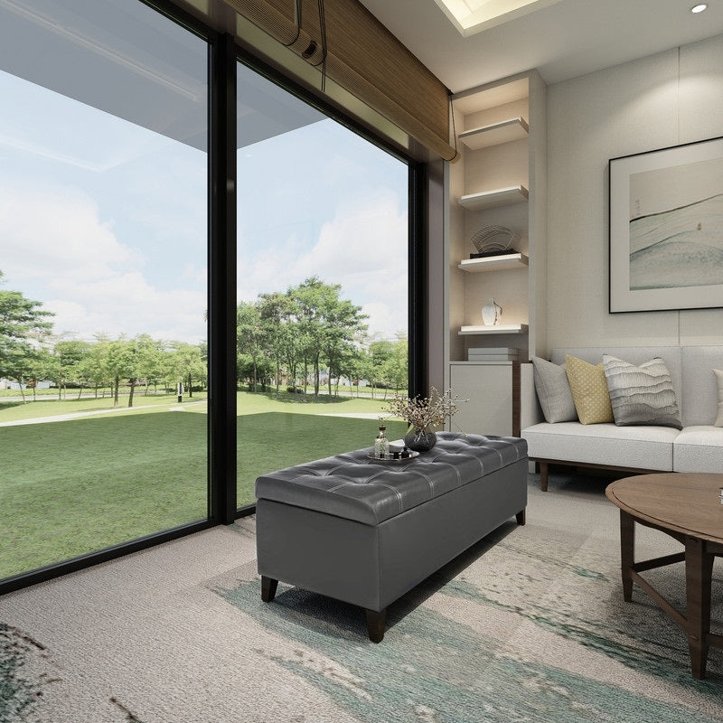 Adeco 50 Aufbewahrungshockerbank aus Kunstleder