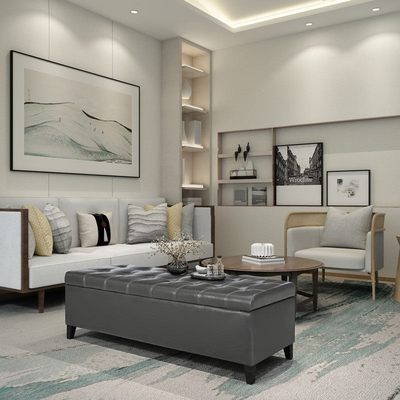 Adeco 50 Aufbewahrungshockerbank aus Kunstleder