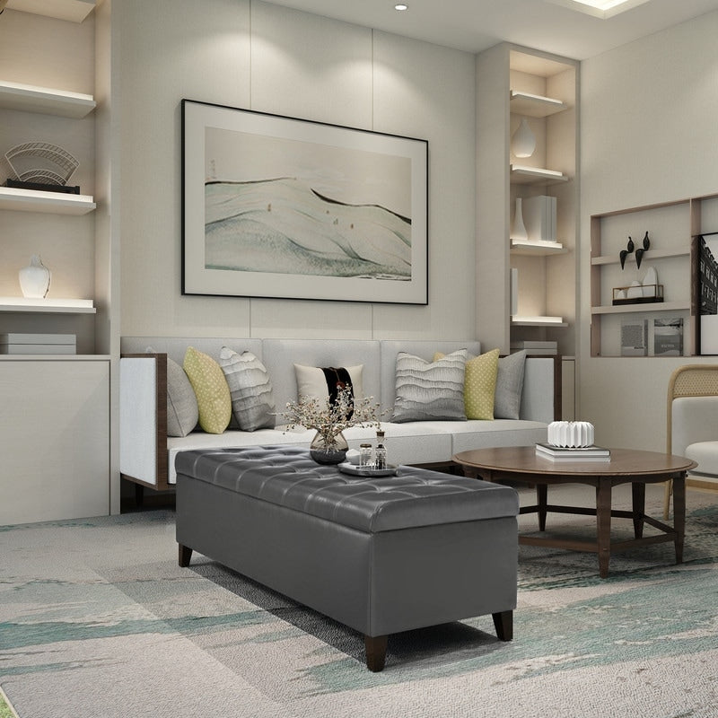 Adeco 50 Aufbewahrungshockerbank aus Kunstleder