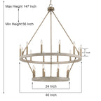 Acroma 20-flammiger Kronleuchter im modernen Landhausstil, 40 Zoll Durchmesser, rundes Wagenrad-Design, UL-zertifiziert