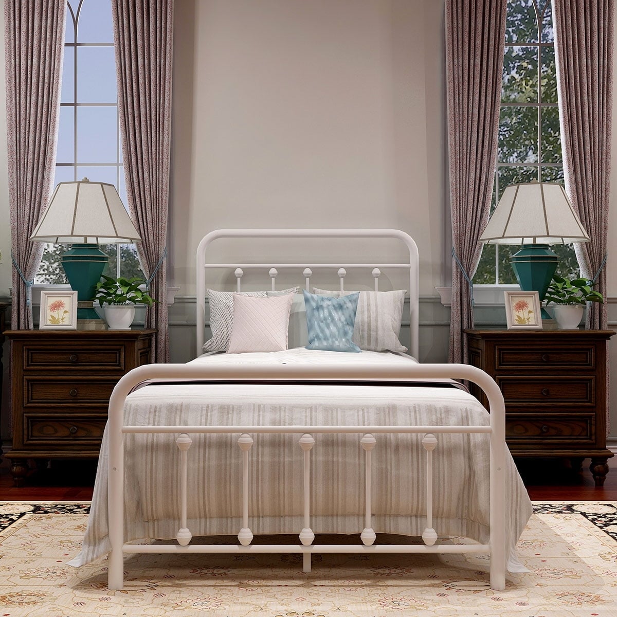 Alazyhome Schlichtes Vintage-Metall-Plattformbettgestell, einfache Montage