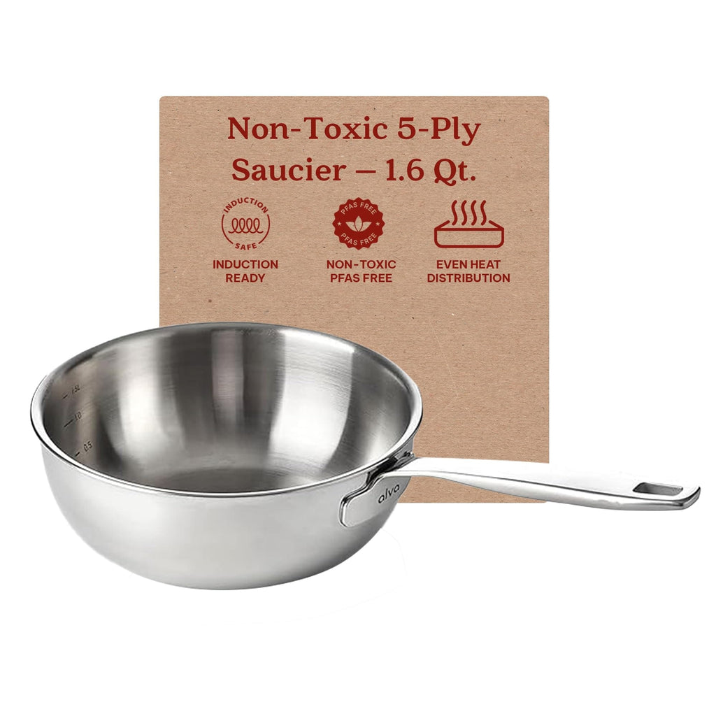 Alva Maestro 5-lagige Edelstahl-Saucierpfanne – 1,6 l, ungiftig