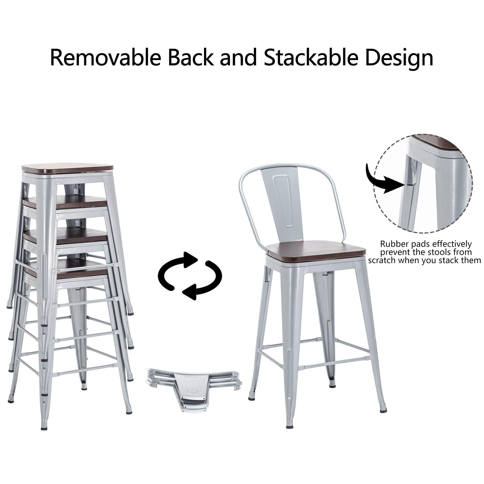 Andeworld Barhocker im Landhausstil, 4er-Set Barhocker in Tresenhöhe